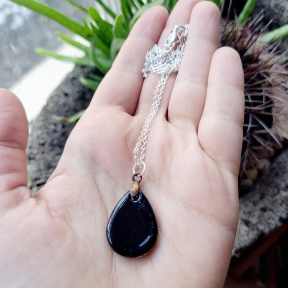 Vintage Dainty Murano Glass Silver Boho Bohemian Teardrop Necklace - Picture 8 of 8